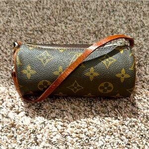 Louis Vuitton Monogram Cylinder Bag with Brown Strap small Mono Papillon w/COA